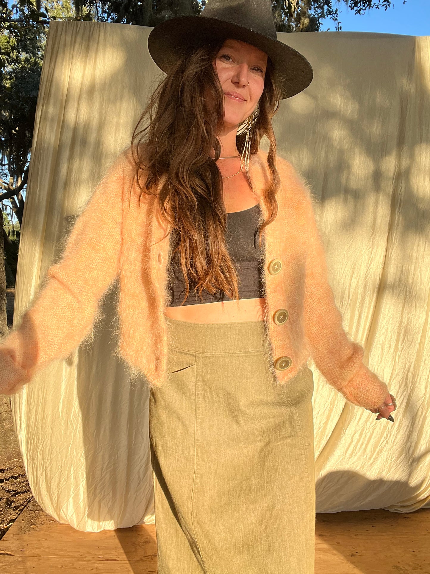 ✧ Fuzzy Peach Sweater ✧ Natural Fibers