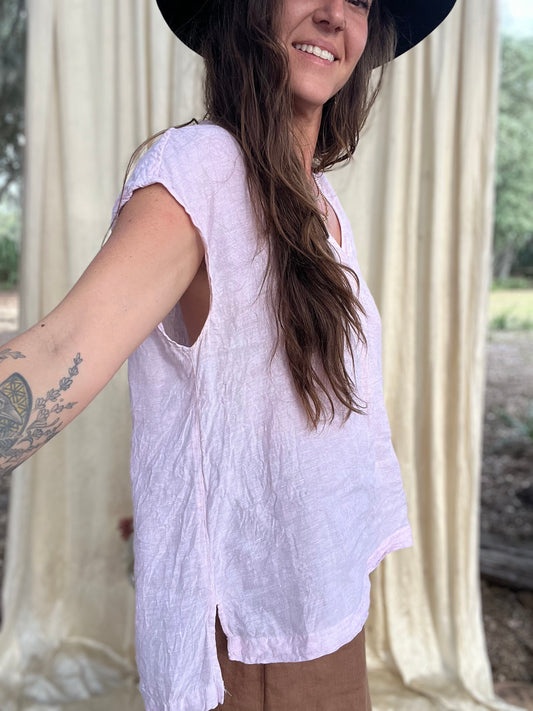 ✧ Pink Linen Top ✧ Natural Fibers