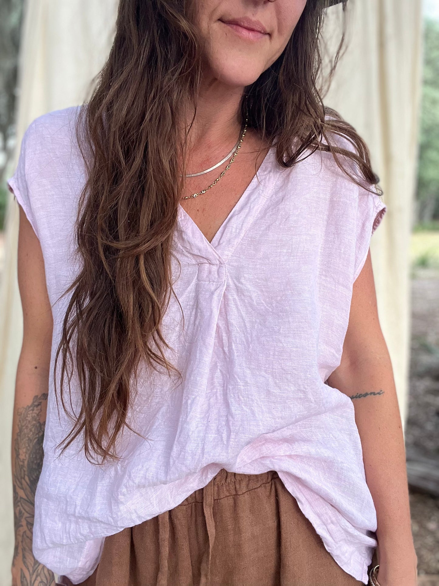 ✧ Pink Linen Top ✧ Natural Fibers