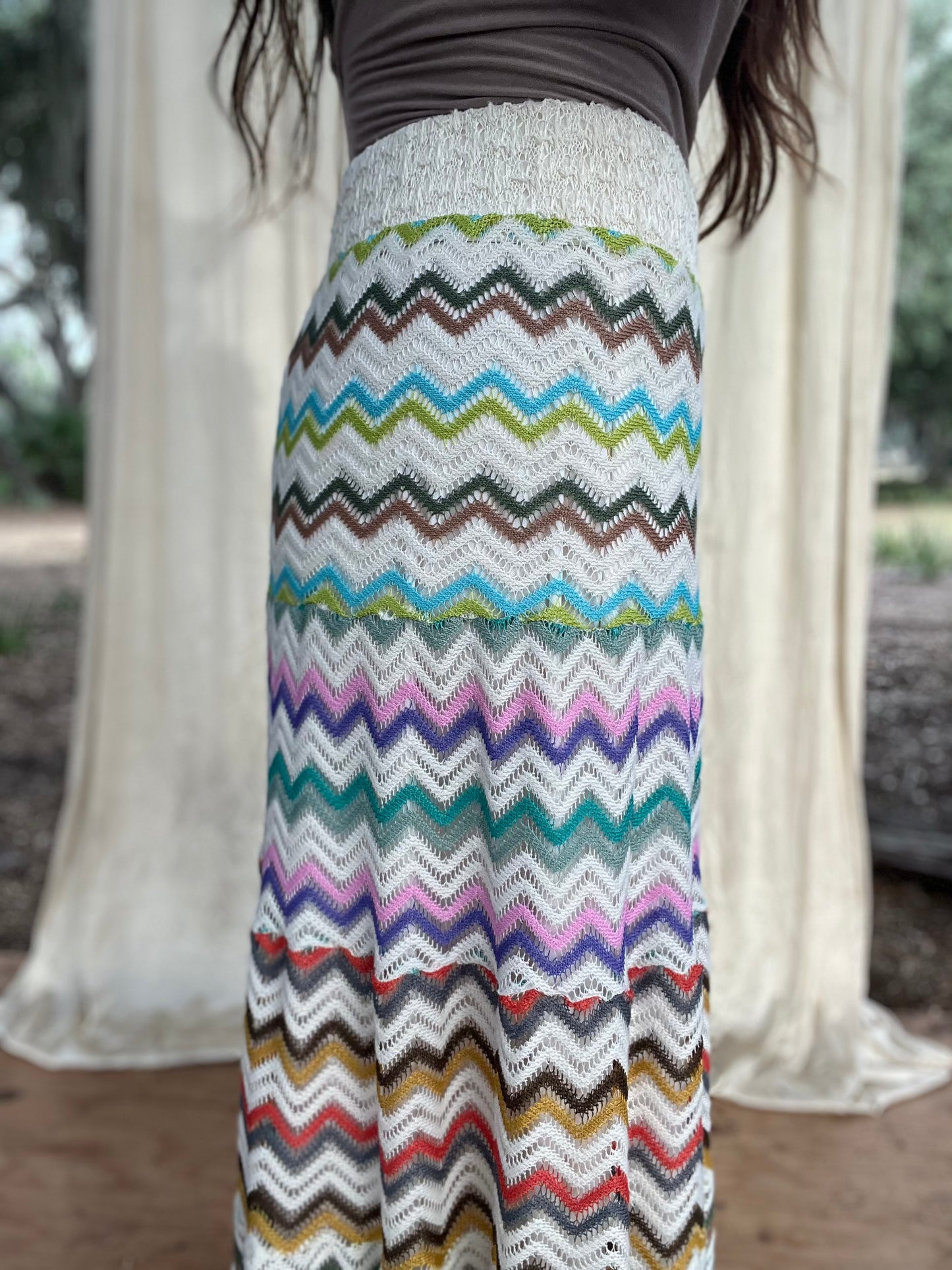 ✧ Tiered Crochet Skirt ✧ Natural Fibers