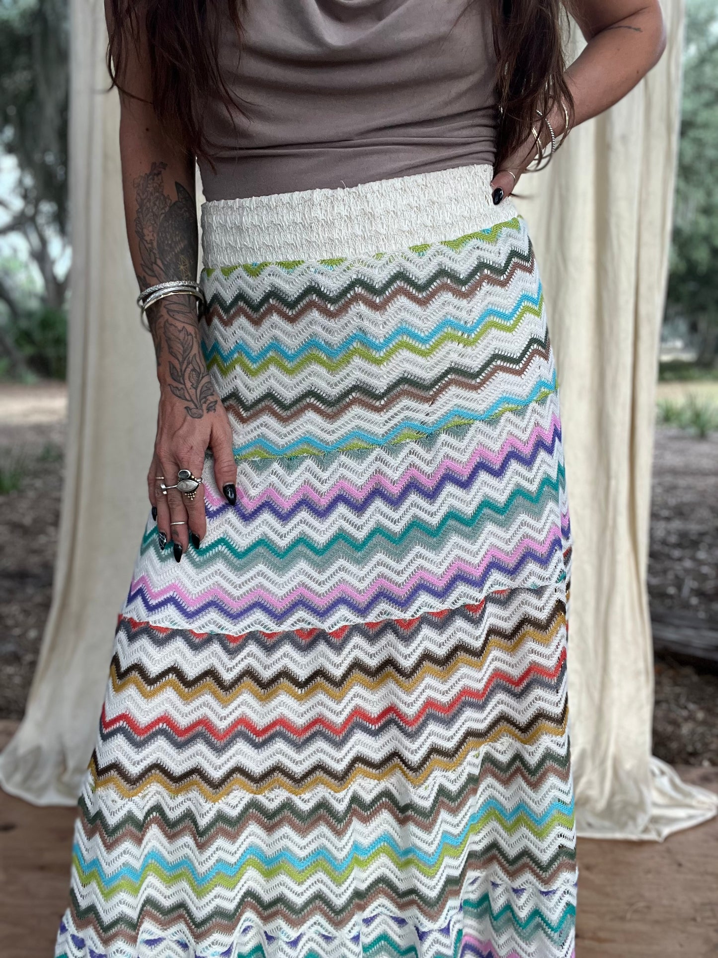✧ Tiered Crochet Skirt ✧ Natural Fibers