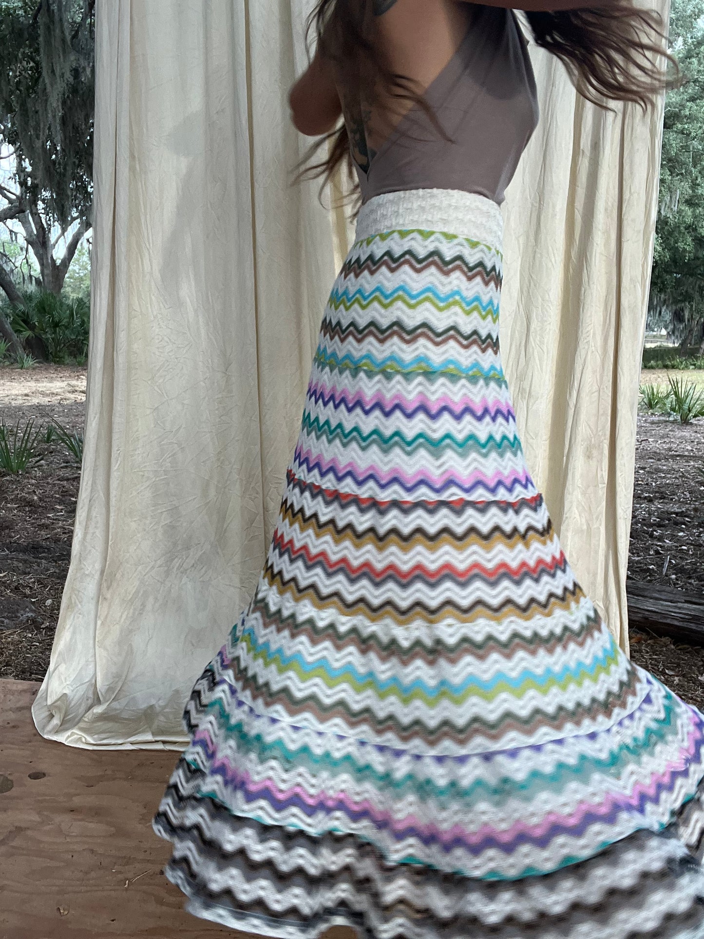 ✧ Tiered Crochet Skirt ✧ Natural Fibers