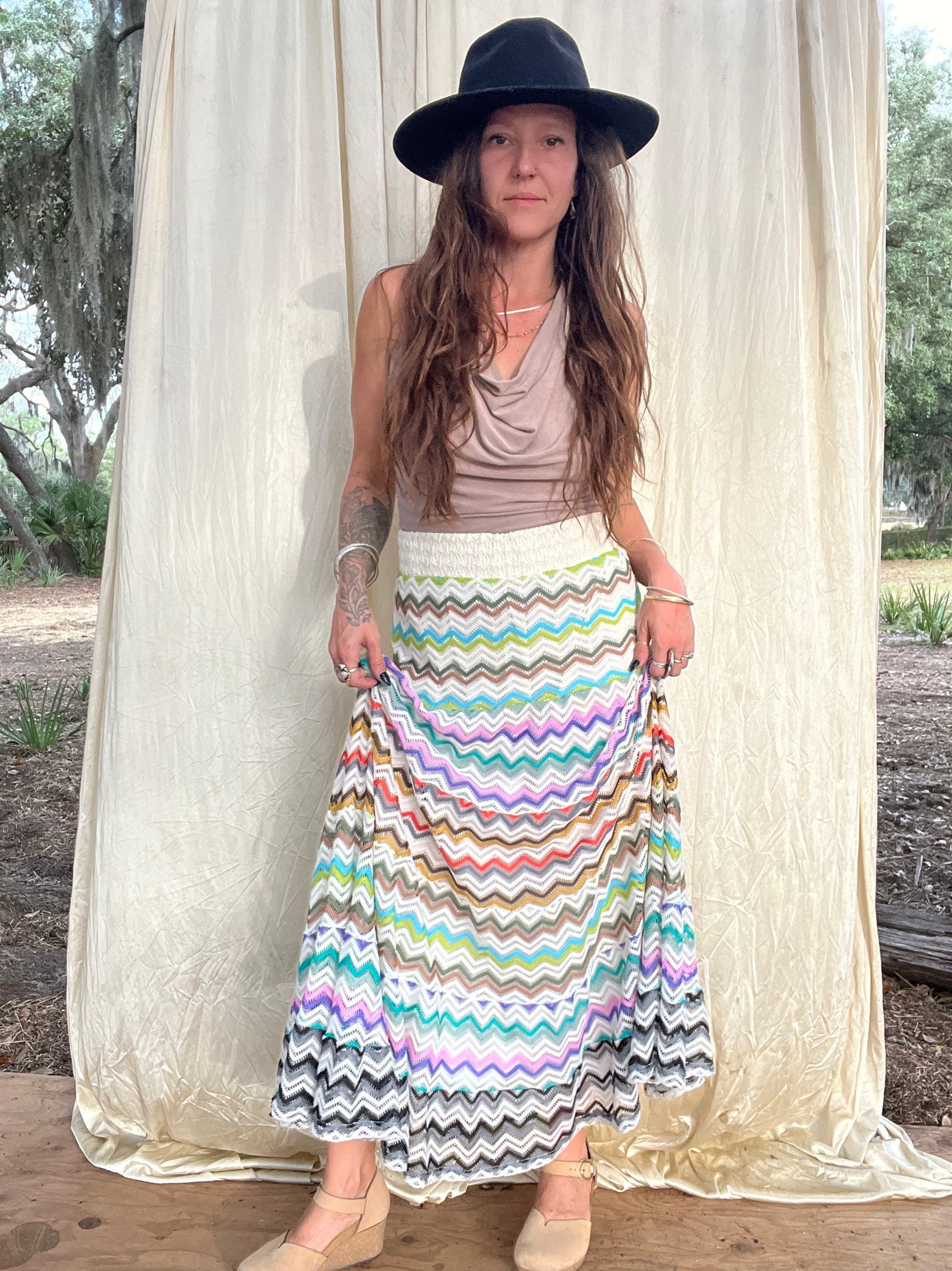 ✧ Tiered Crochet Skirt ✧ Natural Fibers