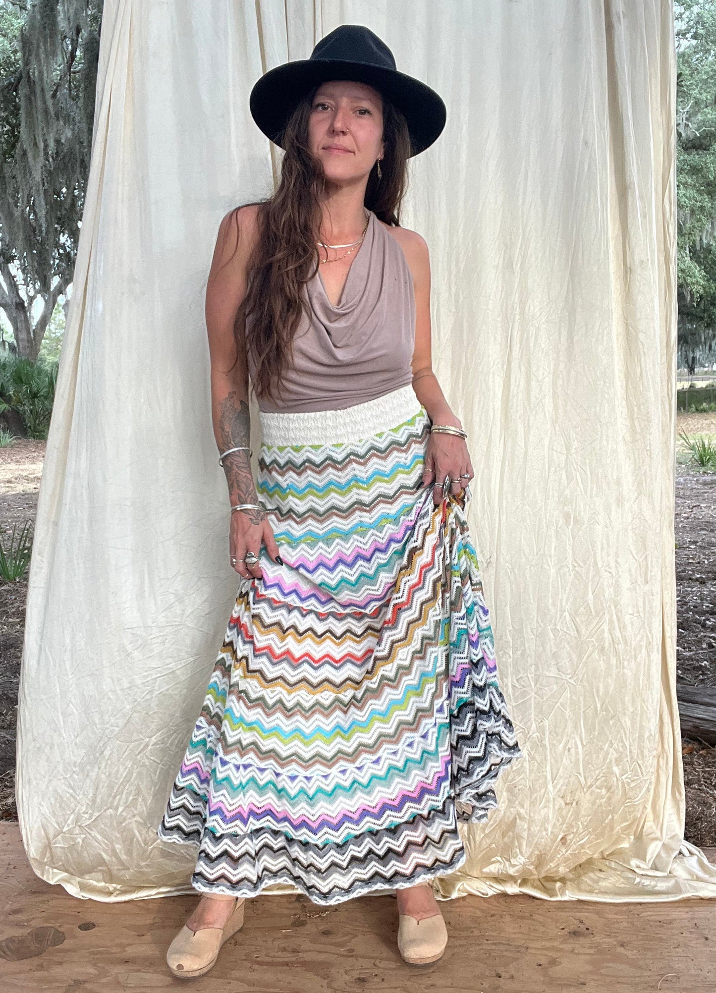 ✧ Tiered Crochet Skirt ✧ Natural Fibers