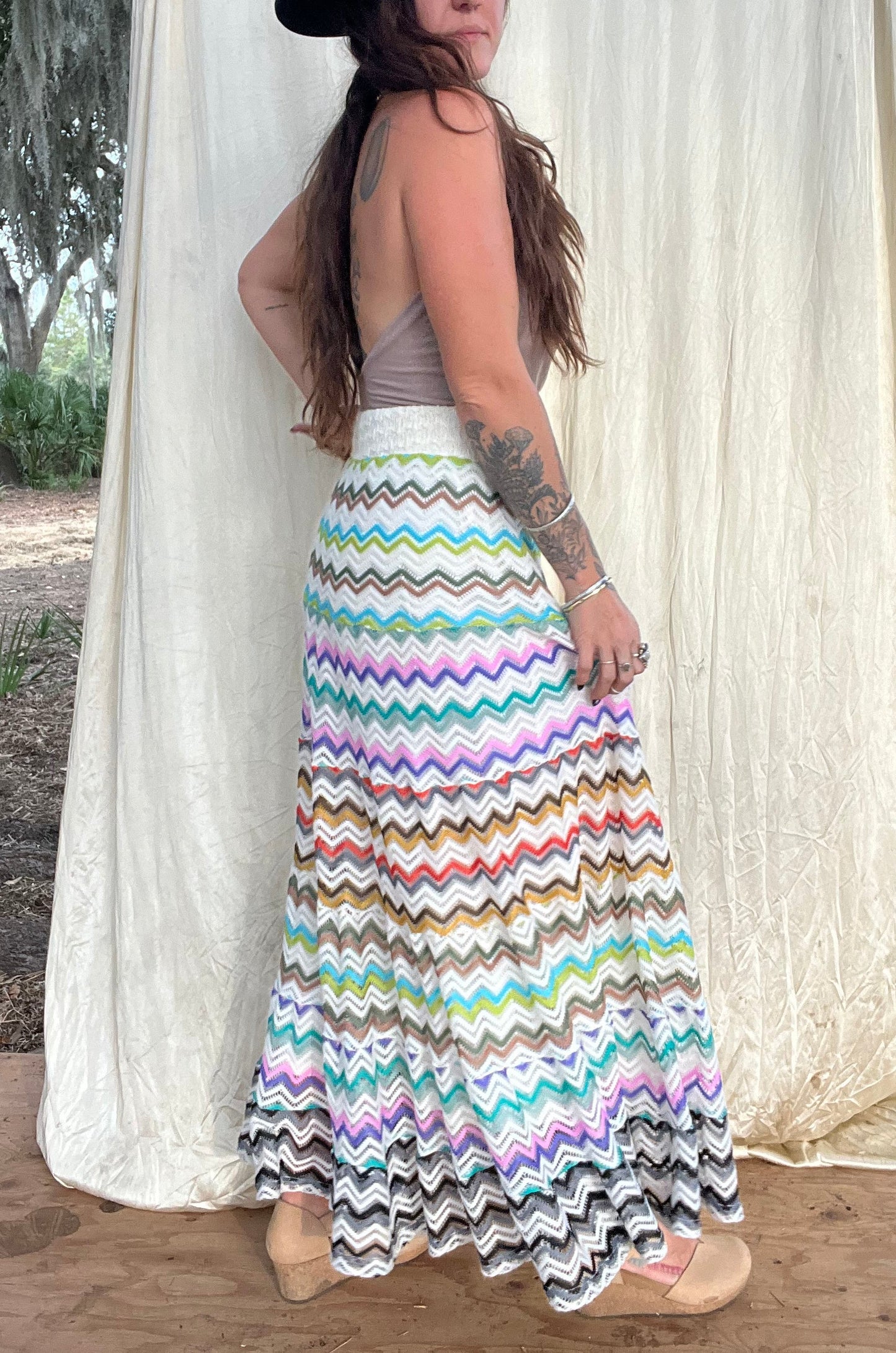 ✧ Tiered Crochet Skirt ✧ Natural Fibers