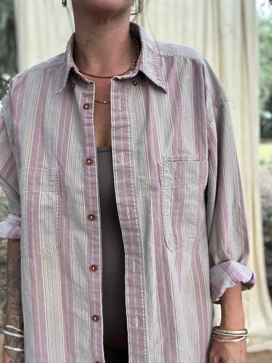 ✧ 90’s Striped Button Down ✧ Natural Fibers