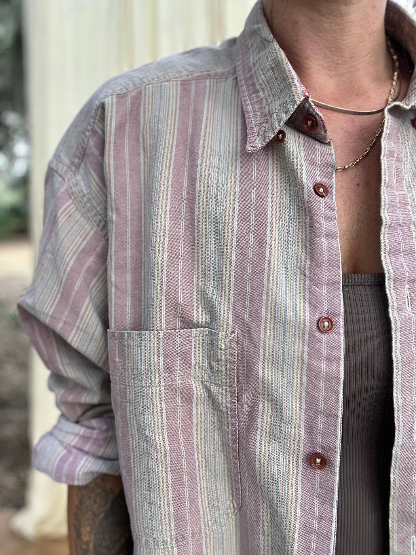 ✧ 90’s Striped Button Down ✧ Natural Fibers