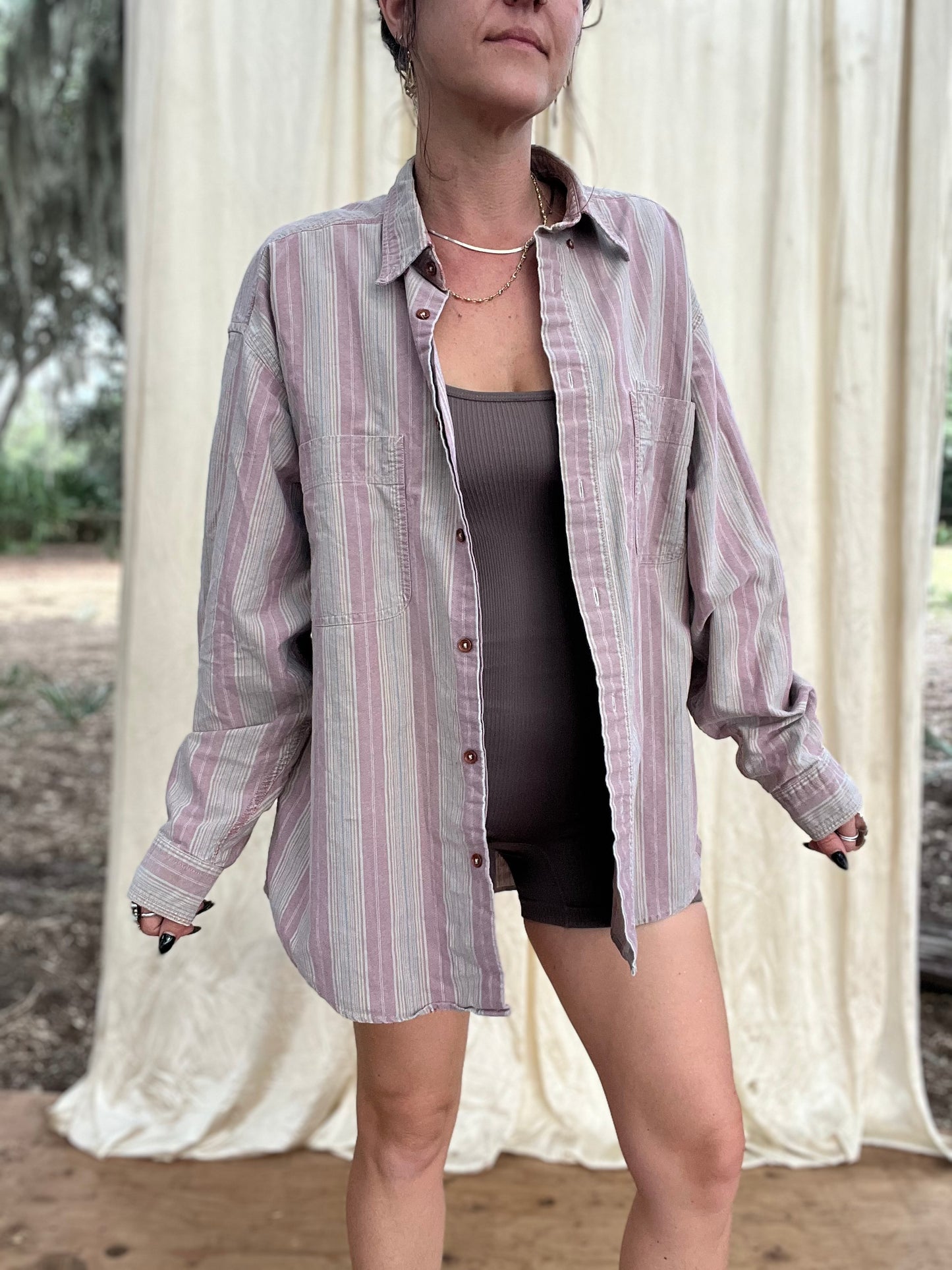 ✧ 90’s Striped Button Down ✧ Natural Fibers