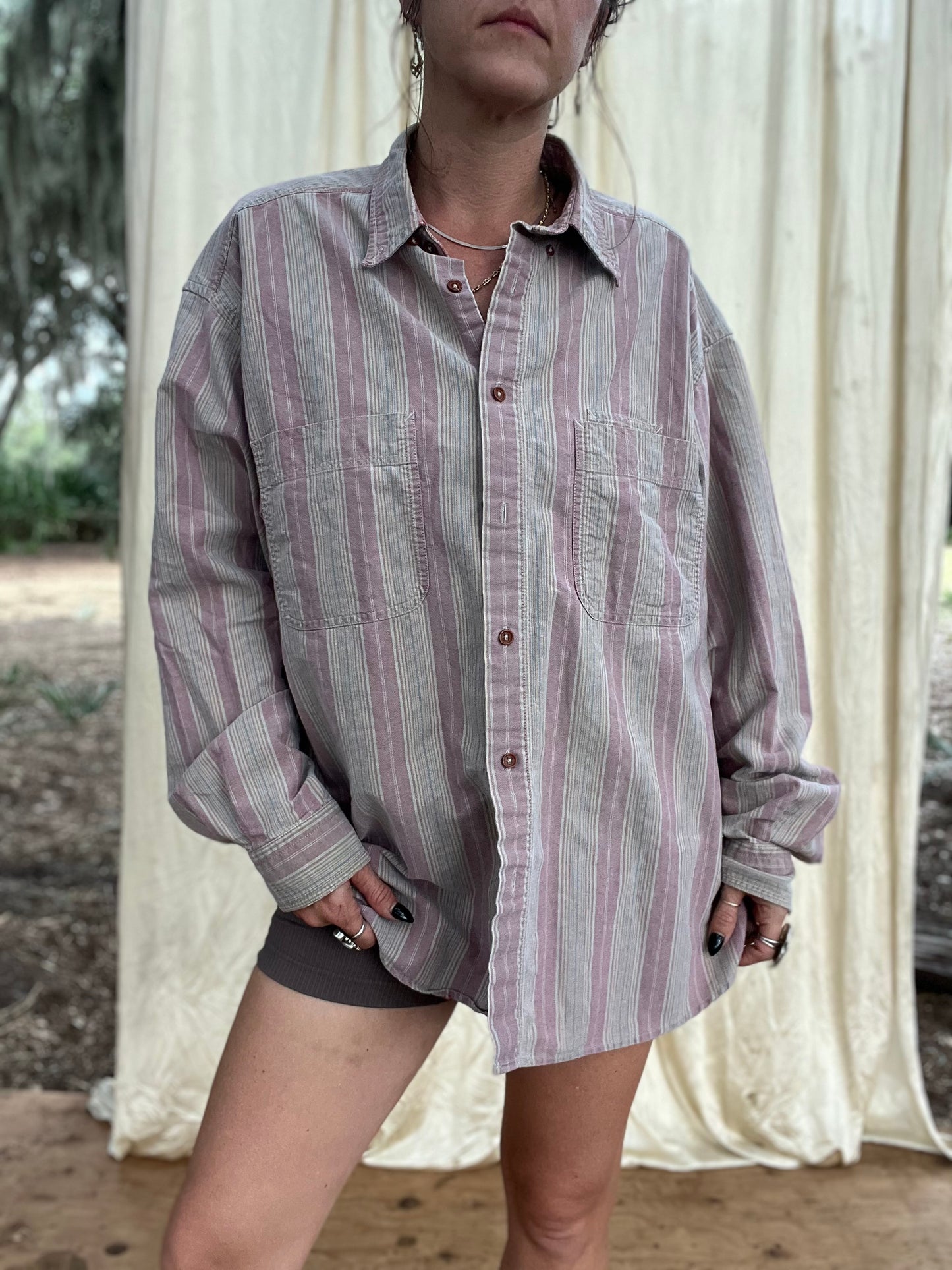 ✧ 90’s Striped Button Down ✧ Natural Fibers