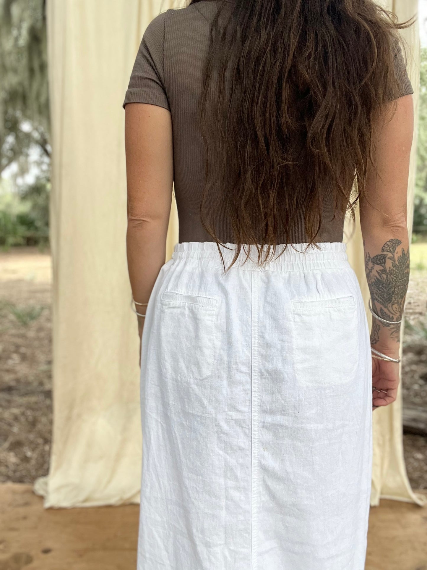 ✧ Linen Drawstring Pocket Skirt ✧ Natural Fibers
