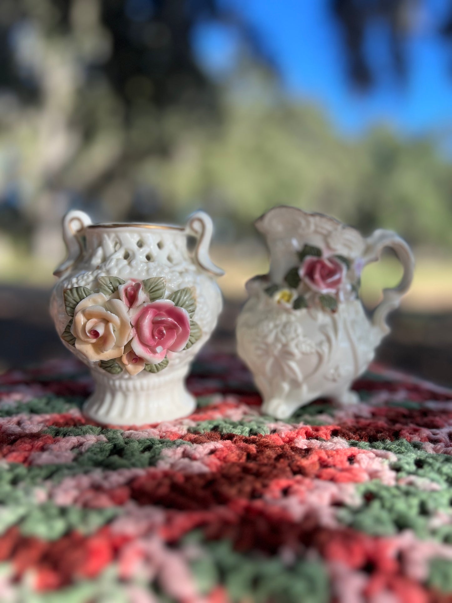 ✧ Capodimonte Style Floral Porcelain Set ✧ 1996