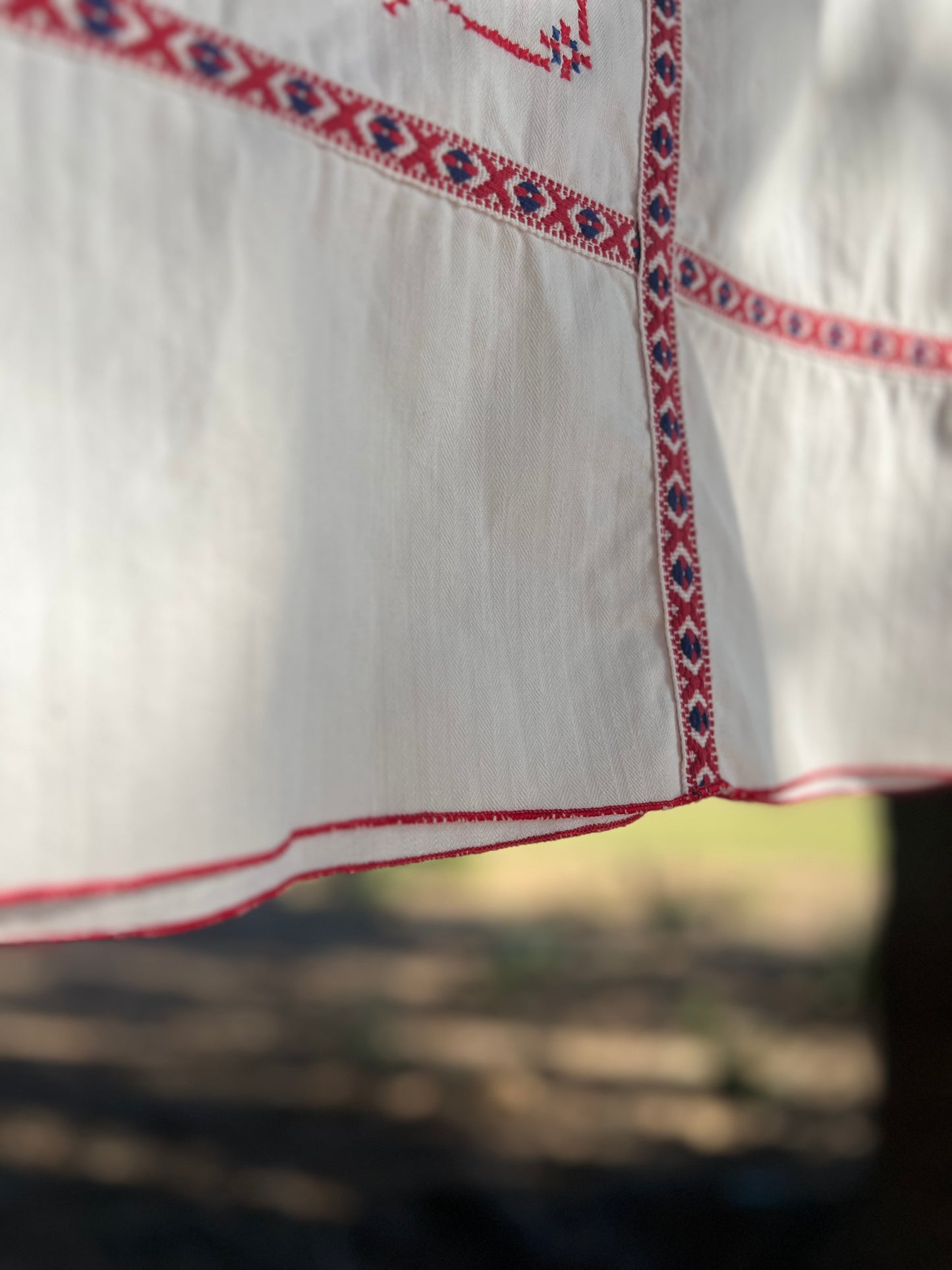 ✧ 1960’s Embroidered Austrian Tablecloth ✧ Natural Fibers
