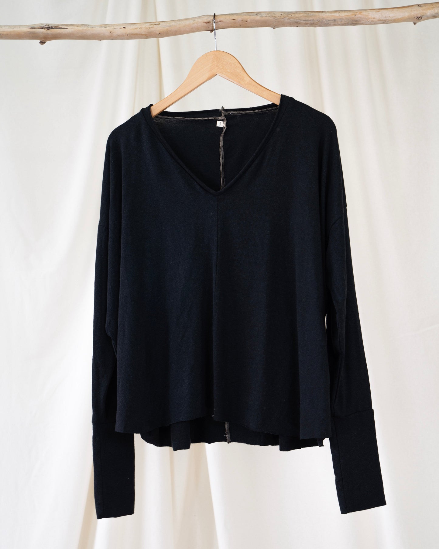 PRE ORDER Pinch of Grace Hip Length Oversize T: Onyx Hemp Bamboo Fleece